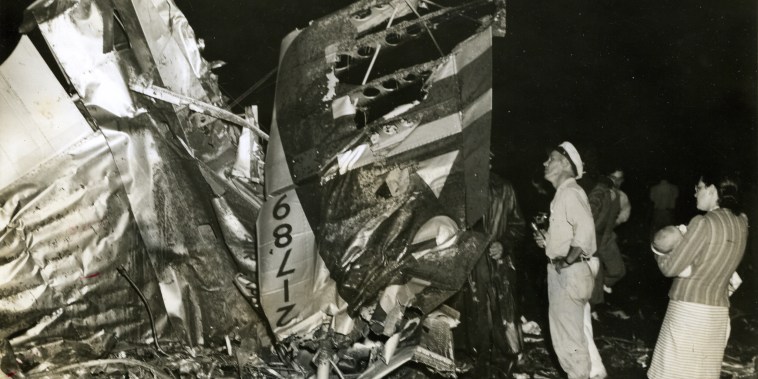 The scattered wreckage of the Pennsylvania Central Airlines plane which crashed during a violent thunderstorm near Lovettsville on Aug. 31st, killing 25 persons, including Senator Ernest Lundeen of Minn.