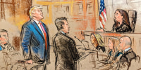 Former U.S. President Donald Trump is arraigned at the E. Barrett Prettyman United States Courthouse on Aug. 3, 2023.